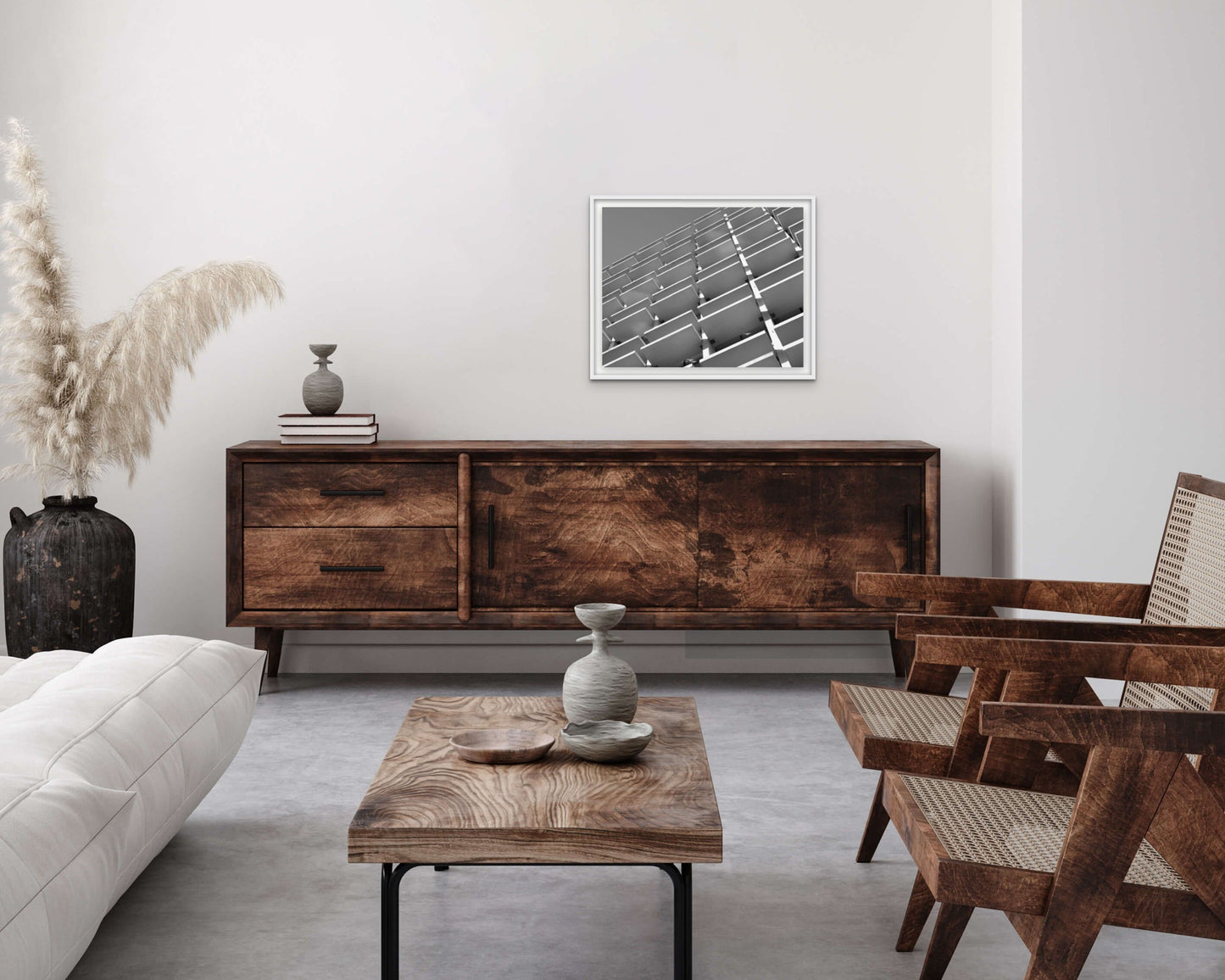 Installed print of Bauer Wurster Hall by Larry Halff