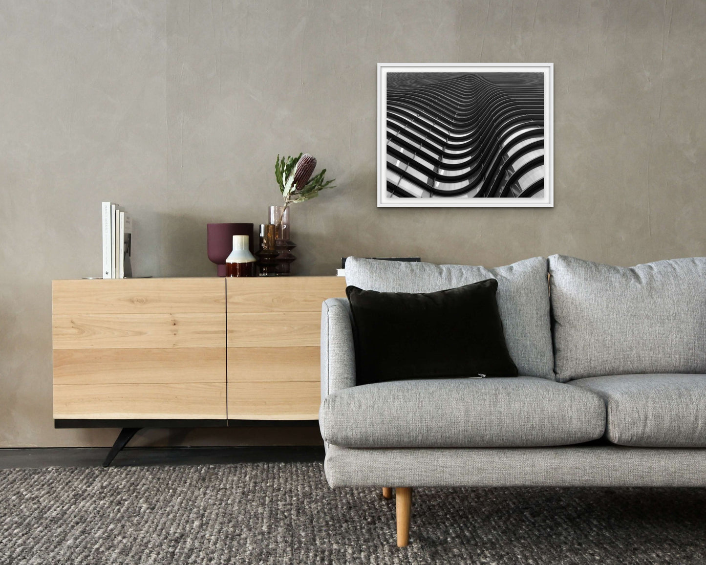 Installed print of Twin Tree Towers No. 1 by Larry Halff